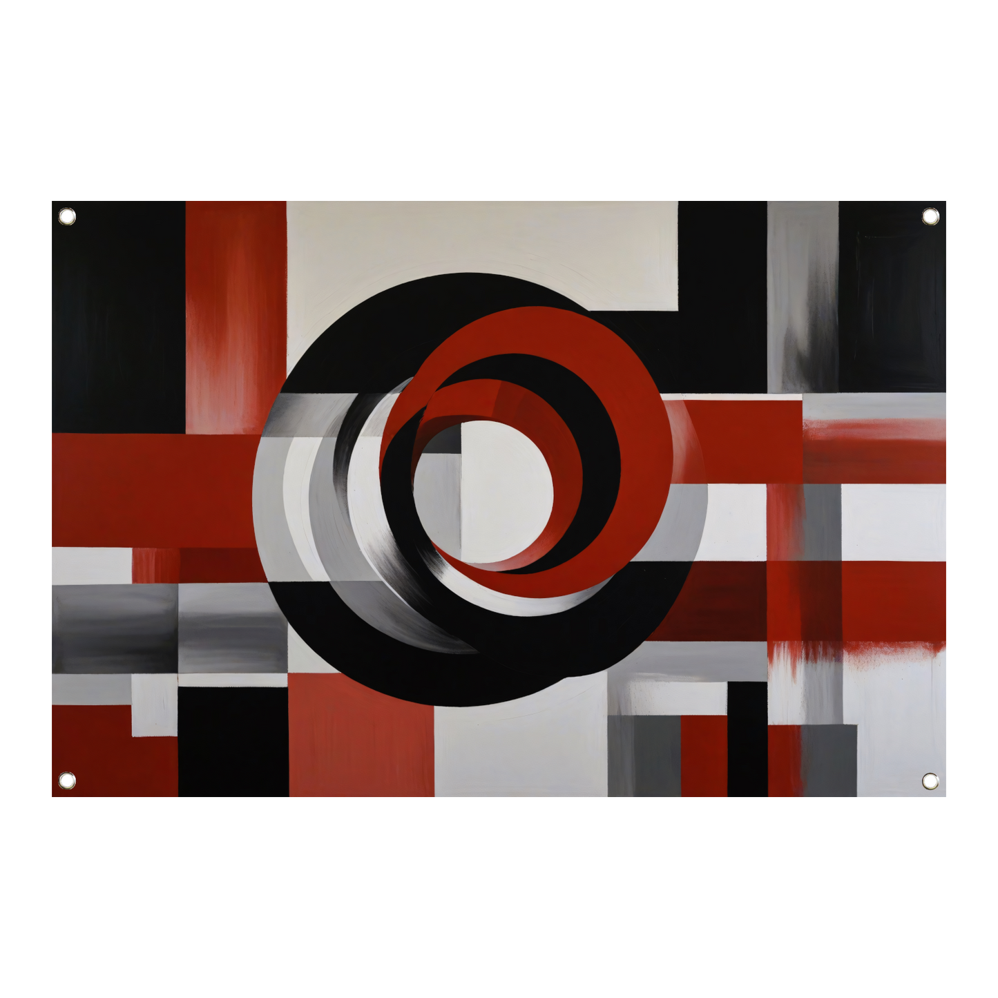 Abstract minimalisme met rode en zwarte cirkels tuinposter