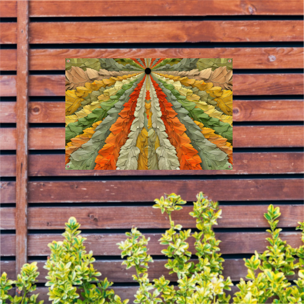 Bladerenparaplu voor natuurlijke beschutting tuinposter