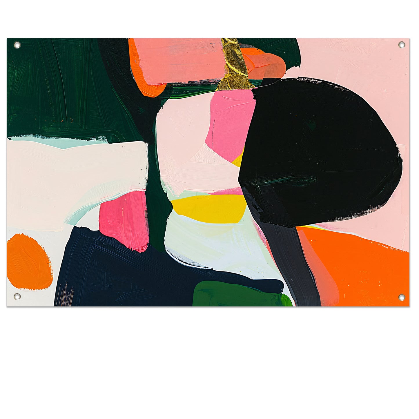 Kleurrijk abstract schilderij met dynamische vormen tuinposter