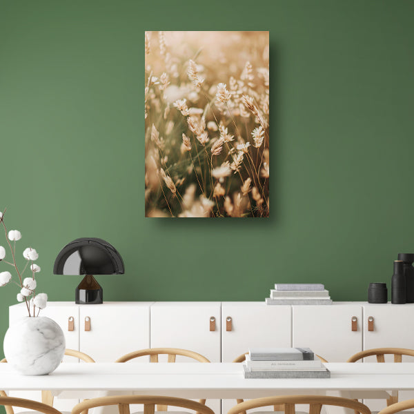 Beige Bloemen in het Veld canvas