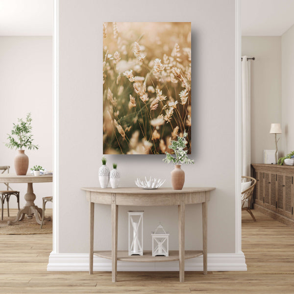 Beige Bloemen in het Veld canvas