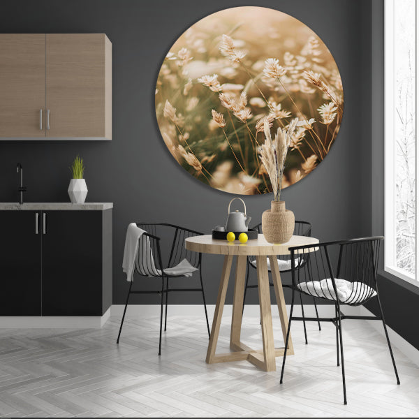 Beige Bloemen in het Veld forex muurcirkel