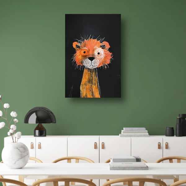 Expressief schilderij van een leeuw canvas