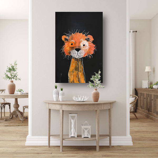 Expressief schilderij van een leeuw canvas