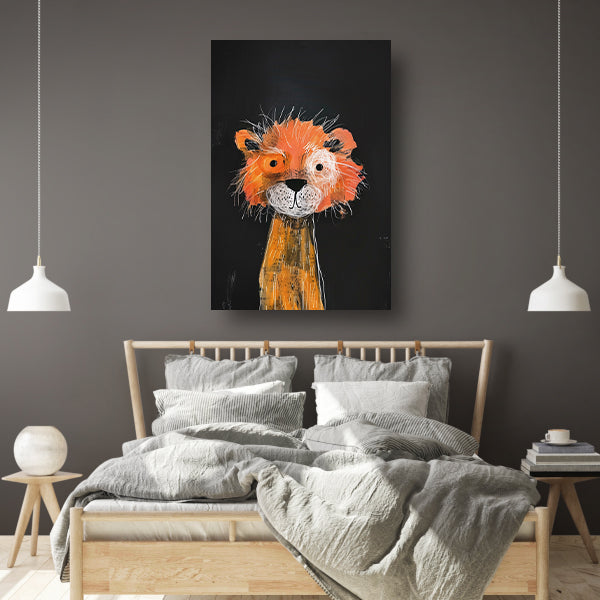 Expressief schilderij van een leeuw canvas