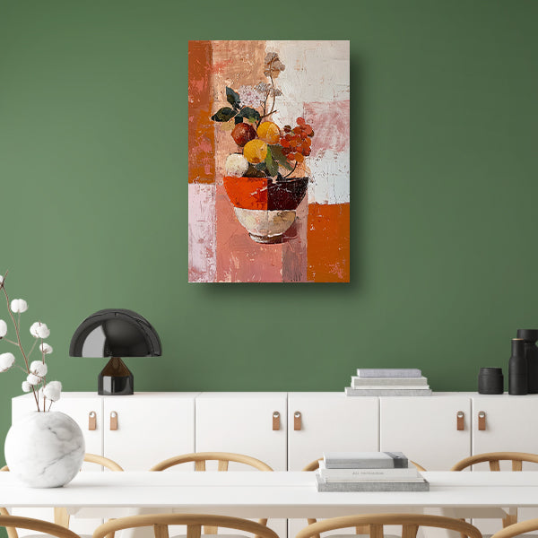 Abstract stilleven met fruit en bloemen poster