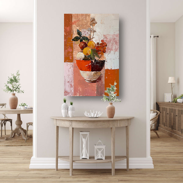 Abstract stilleven met fruit en bloemen poster