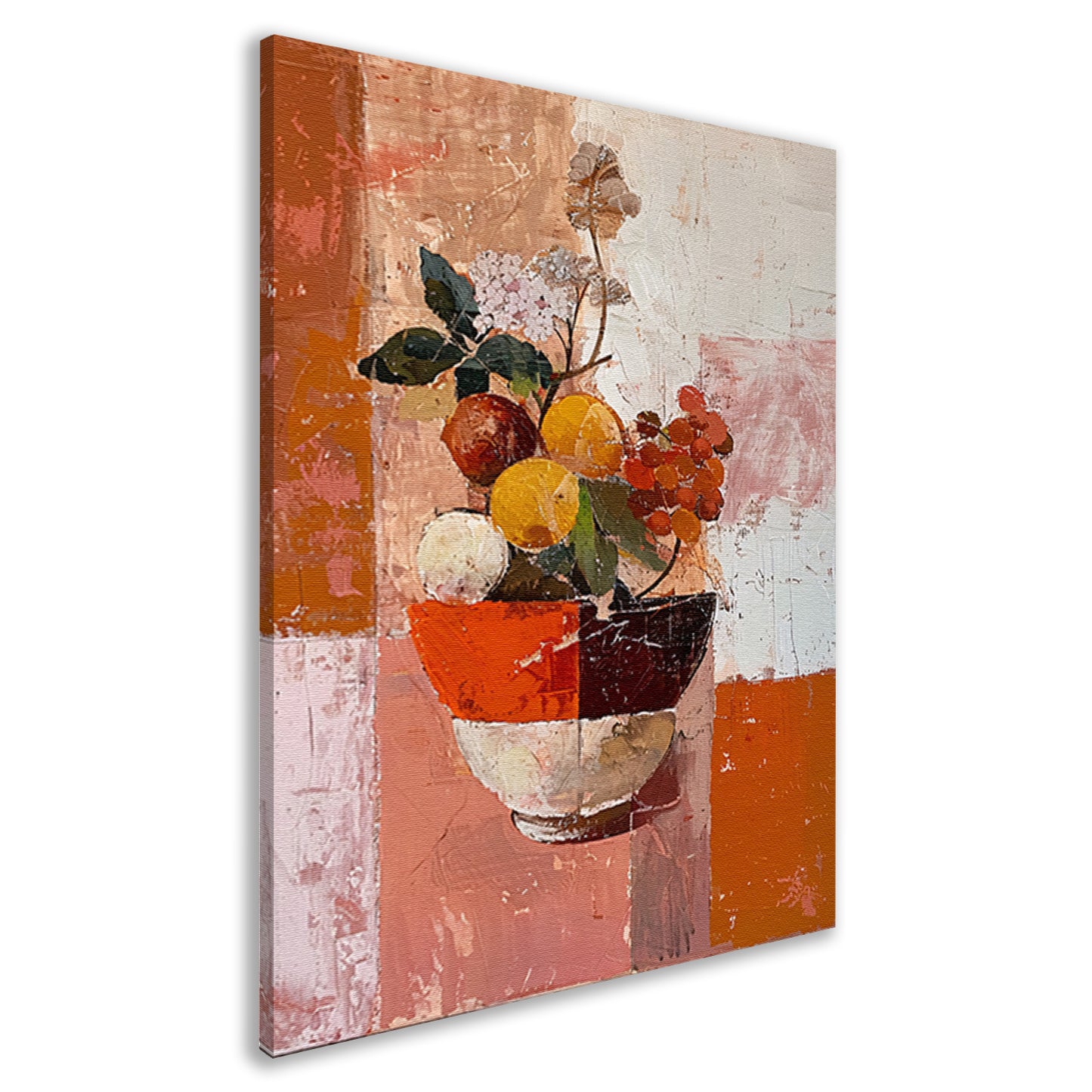 Abstract stilleven met fruit en bloemen canvas