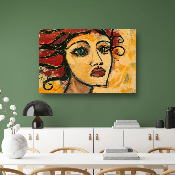 Expressief, surrealistisch portret van een vrouw canvas