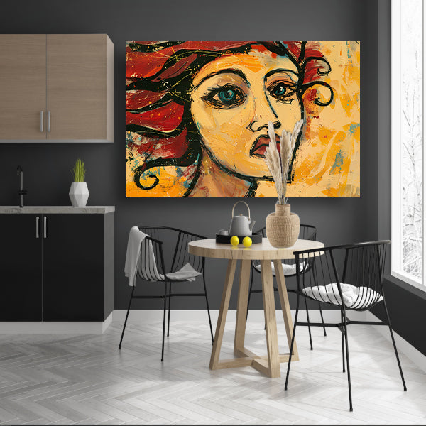Expressief, surrealistisch portret van een vrouw canvas