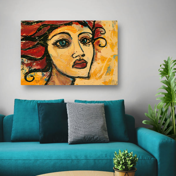 Expressief, surrealistisch portret van een vrouw canvas