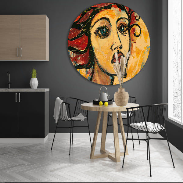 Expressief, surrealistisch portret van een vrouw forex muurcirkel