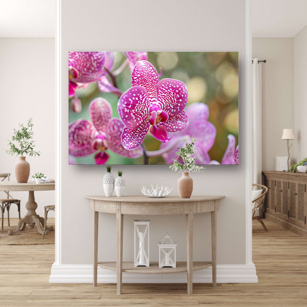 Close-up van een bloeiende roze orchidee poster