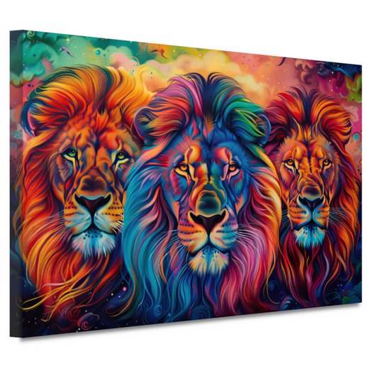 Koninklijke Trots: Drie Leeuwen in de Savanne canvas