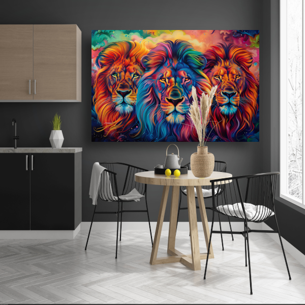 Koninklijke Trots: Drie Leeuwen in de Savanne poster