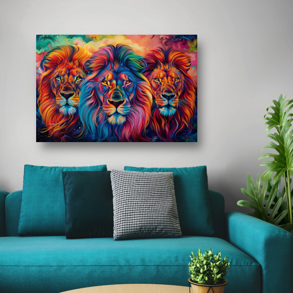 Koninklijke Trots: Drie Leeuwen in de Savanne poster