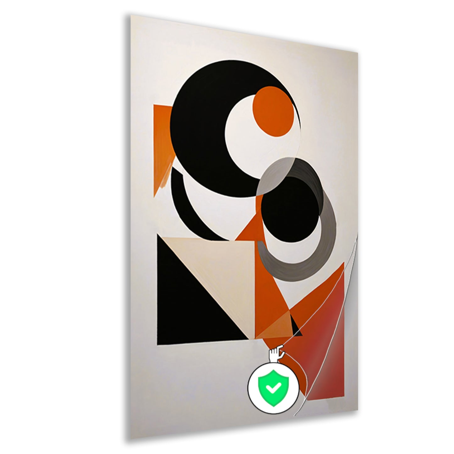 Contrastrijke Abstractie in Oranje, Zwart en Grijs poster