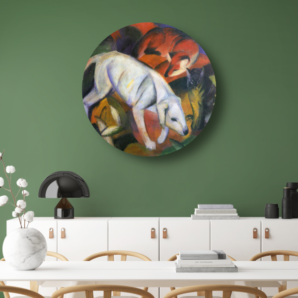 Drie Dieren - Franz Marc aluminium muurcirkel