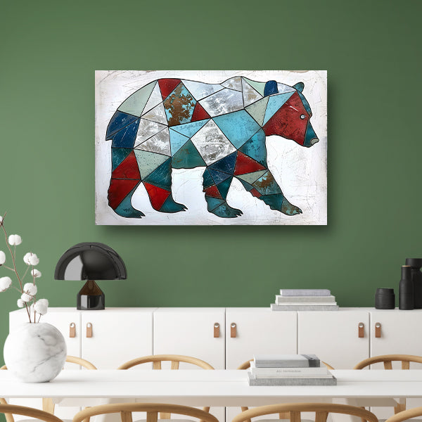 Geometrische beer in kleurrijke moderne kunst canvas