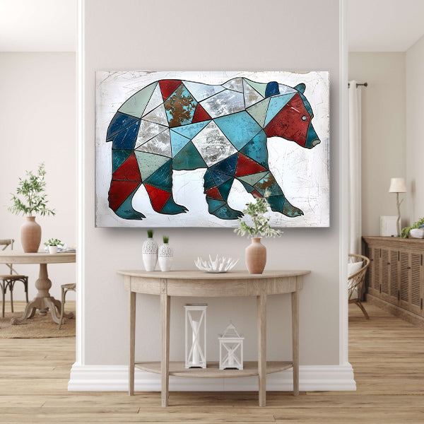 Geometrische beer in kleurrijke moderne kunst canvas