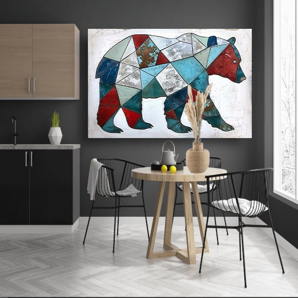 Geometrische beer in kleurrijke moderne kunst canvas