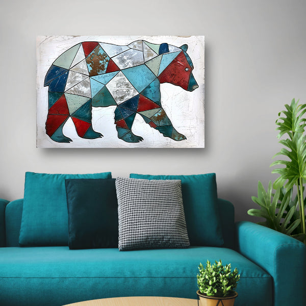 Geometrische beer in kleurrijke moderne kunst canvas