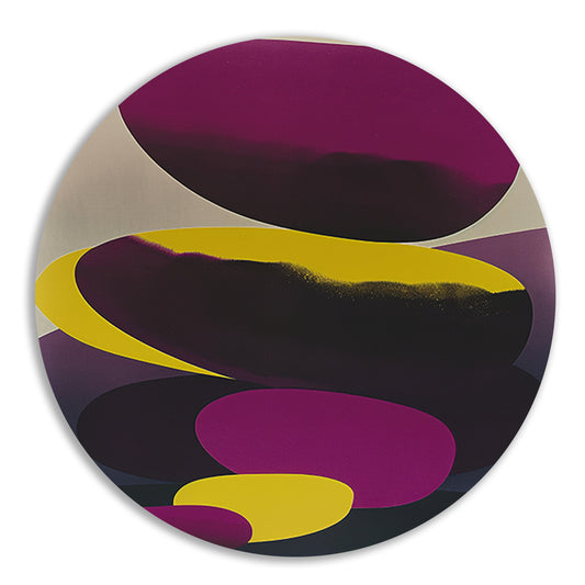 Modern abstract kunstwerk met kleurrijke vormen aluminium muurcirkel