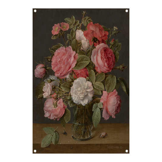 Rozen in een glazen vaas - Jacob van Hulsdonck tuinposter