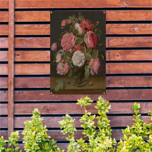 Rozen in een glazen vaas - Jacob van Hulsdonck tuinposter