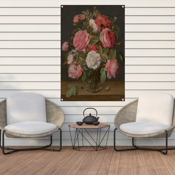 Rozen in een glazen vaas - Jacob van Hulsdonck tuinposter