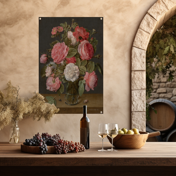 Rozen in een glazen vaas - Jacob van Hulsdonck tuinposter