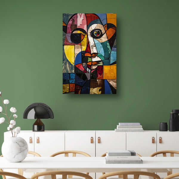 Abstract Kubistisch Portret in Kleur canvas