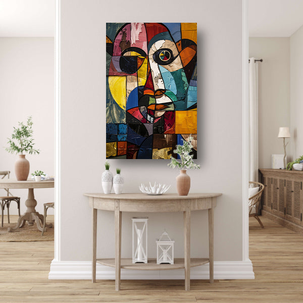 Abstract Kubistisch Portret in Kleur canvas