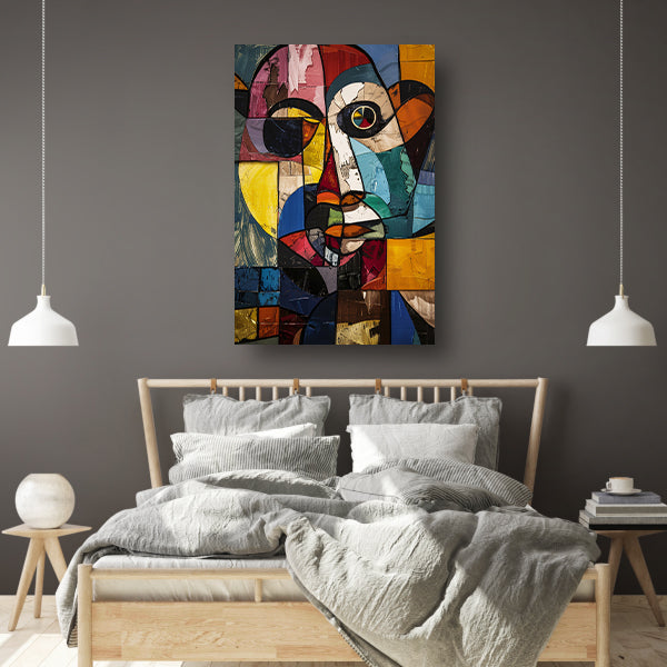 Abstract Kubistisch Portret in Kleur canvas