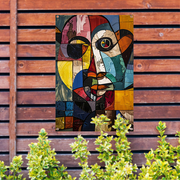 Abstract Kubistisch Portret in Kleur tuinposter