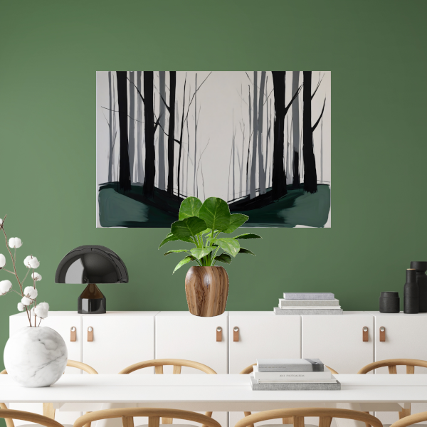 Mistige Echos van een Verstild Bos canvas met baklijst