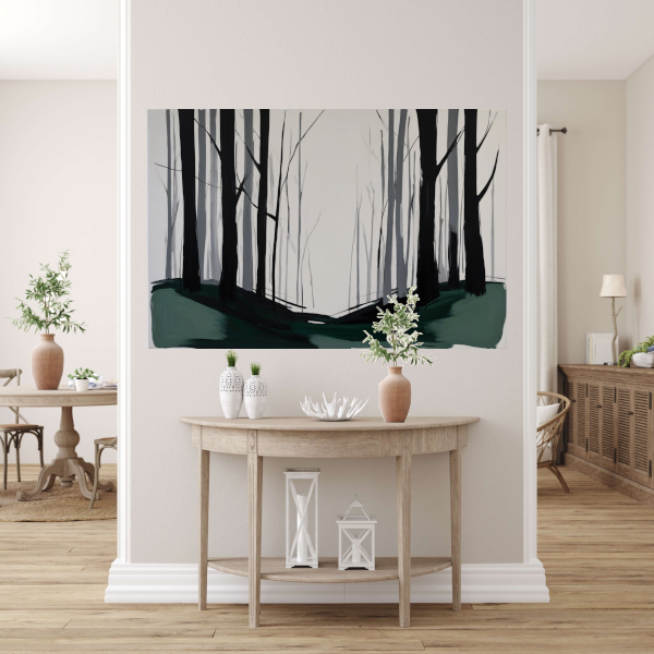 Mistige Echos van een Verstild Bos canvas met baklijst