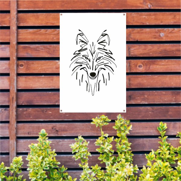Abstracte Zwart-Witte Vos Lijntekening tuinposter