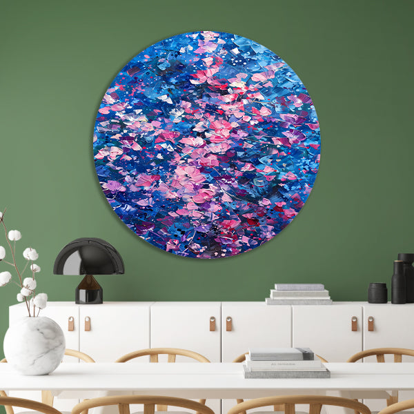 Abstract Bloemenveld met Levendige Kleuren aluminium muurcirkel