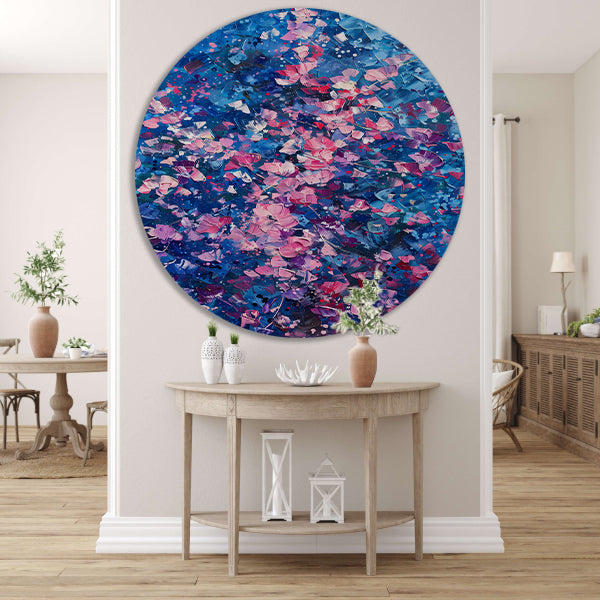 Abstract Bloemenveld met Levendige Kleuren aluminium muurcirkel
