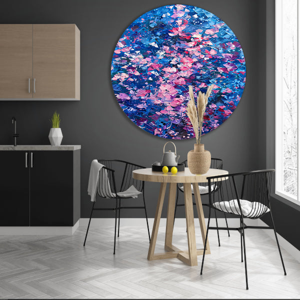 Abstract Bloemenveld met Levendige Kleuren aluminium muurcirkel