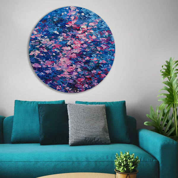 Abstract Bloemenveld met Levendige Kleuren aluminium muurcirkel
