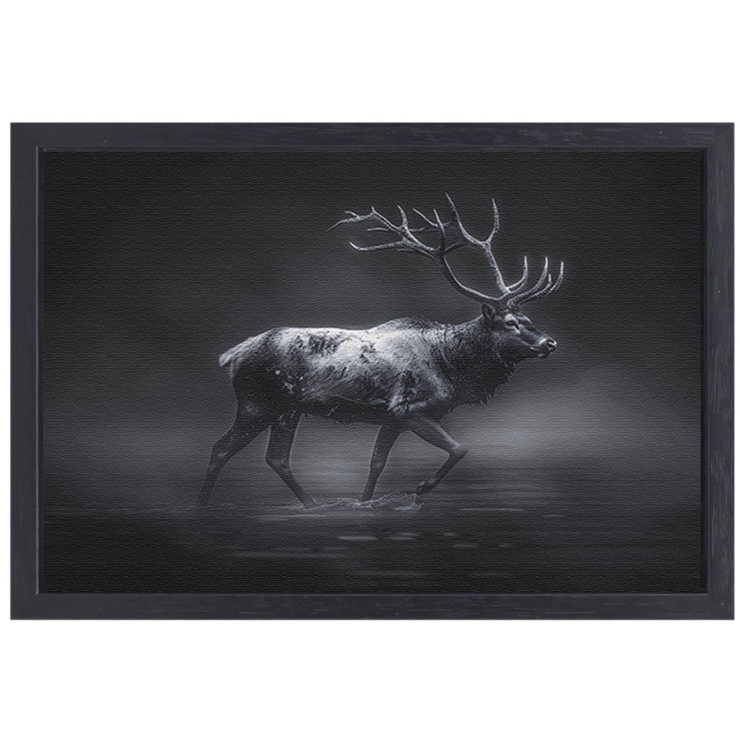 Hyperrealistische zwart-wit foto van hert canvas met baklijst