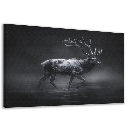 Hyperrealistische zwart-wit foto van hert canvas