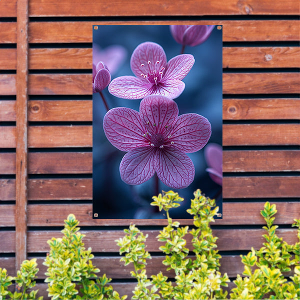 Close-up van roze bloemen in zacht licht tuinposter