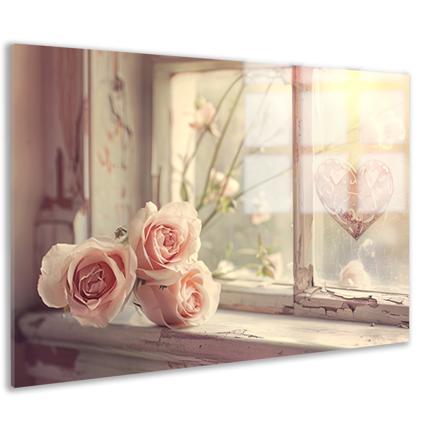 Impressionistische rozen op vensterbank acrylglas