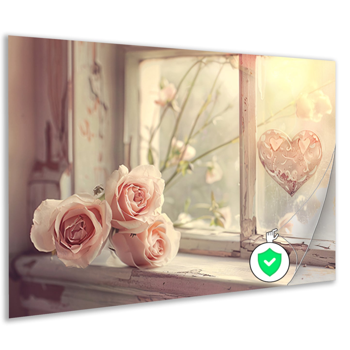 Impressionistische rozen op vensterbank poster