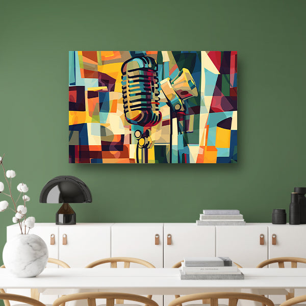 Abstracte microfoon in levendige kleuren acrylglas