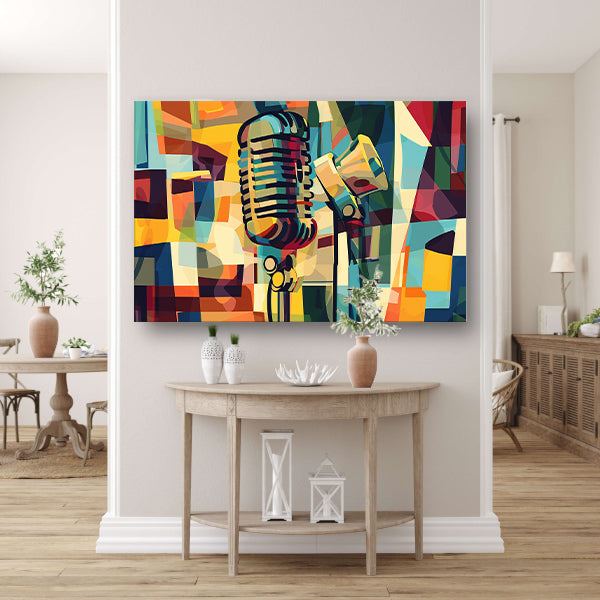Abstracte microfoon in levendige kleuren acrylglas