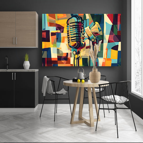 Abstracte microfoon in levendige kleuren acrylglas